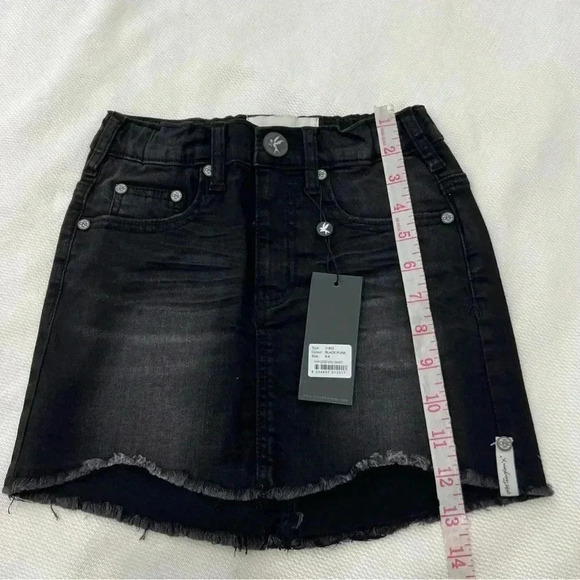 ONE TEASPOON BLACK PUNK 2020 MINI STRETCH HIGH WAIST DENIM SKIRT Size 8-9 - Picture 5 of 6